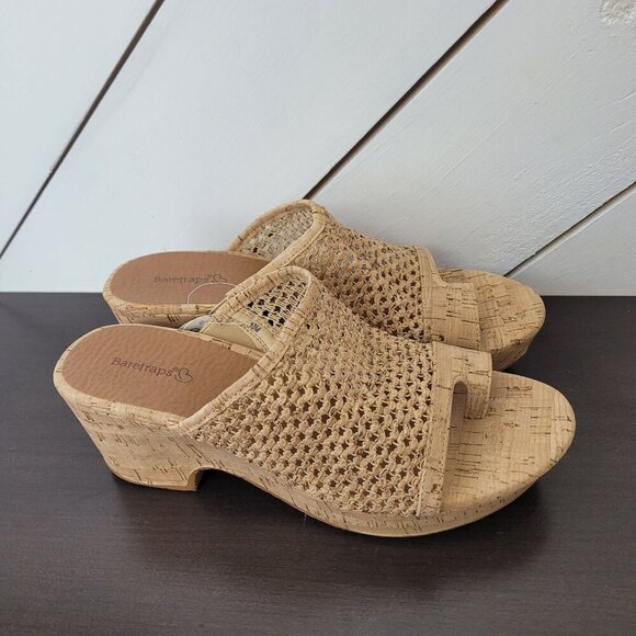 NEW Baretraps Womens Bethie Slide Natural 10M Wedge Sandals - Picture 2 of 9